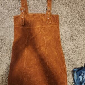 Brown/rust corduroy overall dress